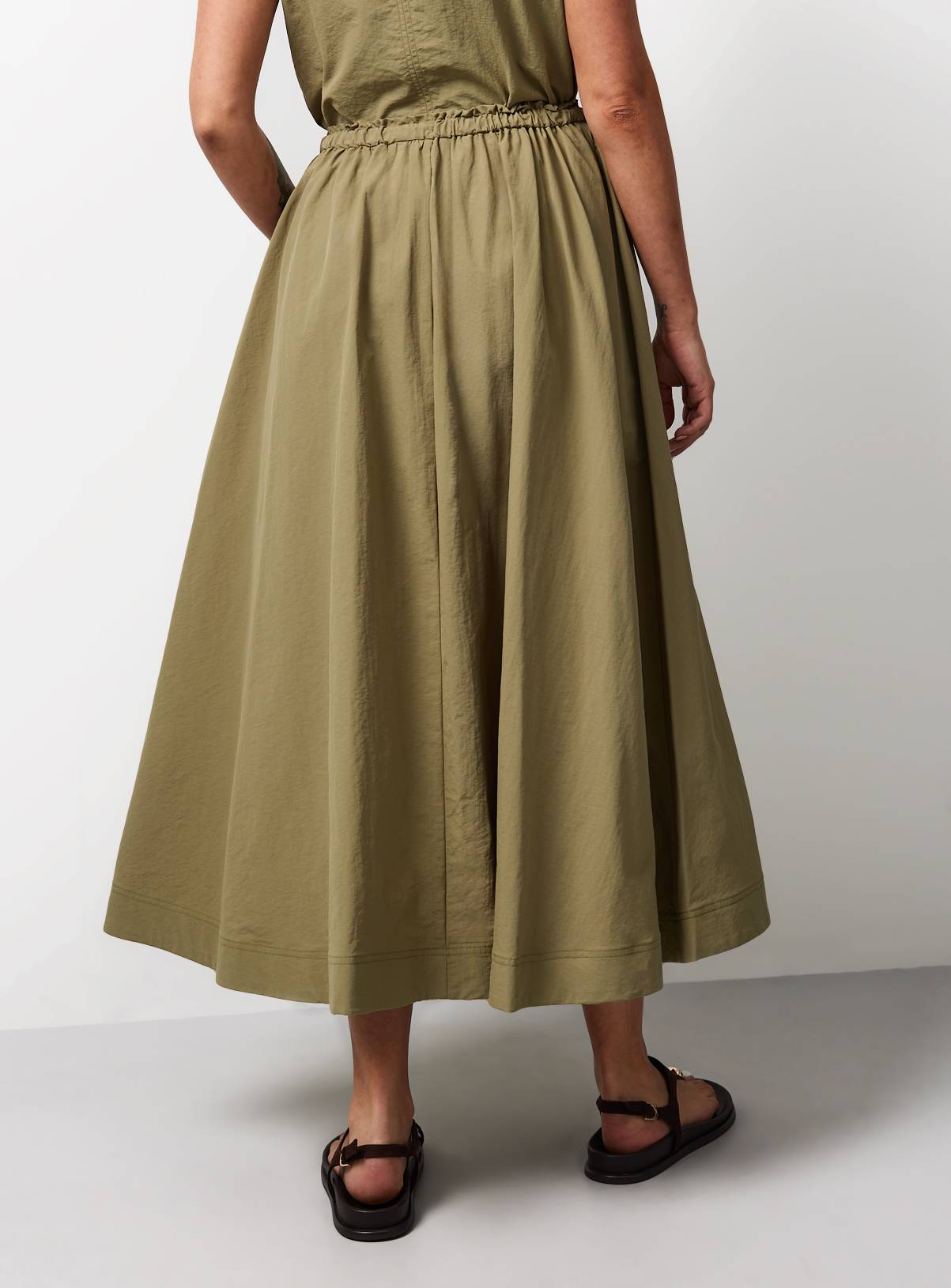 Khaki Techno Midaxi Full Skirt 22 - Image 4